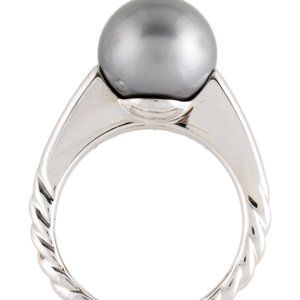 DAVID YURMAN 18K WHITE GOLD TAHITIAN PEARL RING